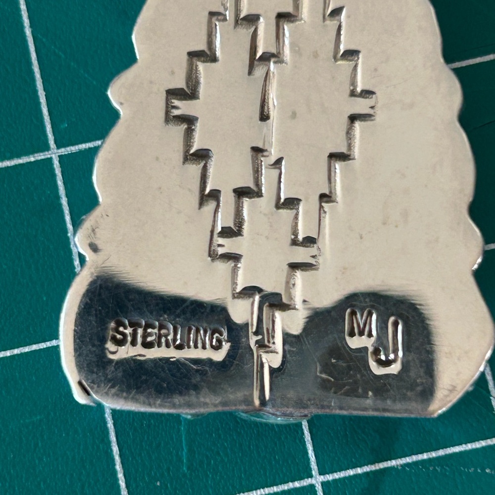 Navajo Kingman Turquoise Custom Made Sterling Silver Cross - Picture 5 of 5